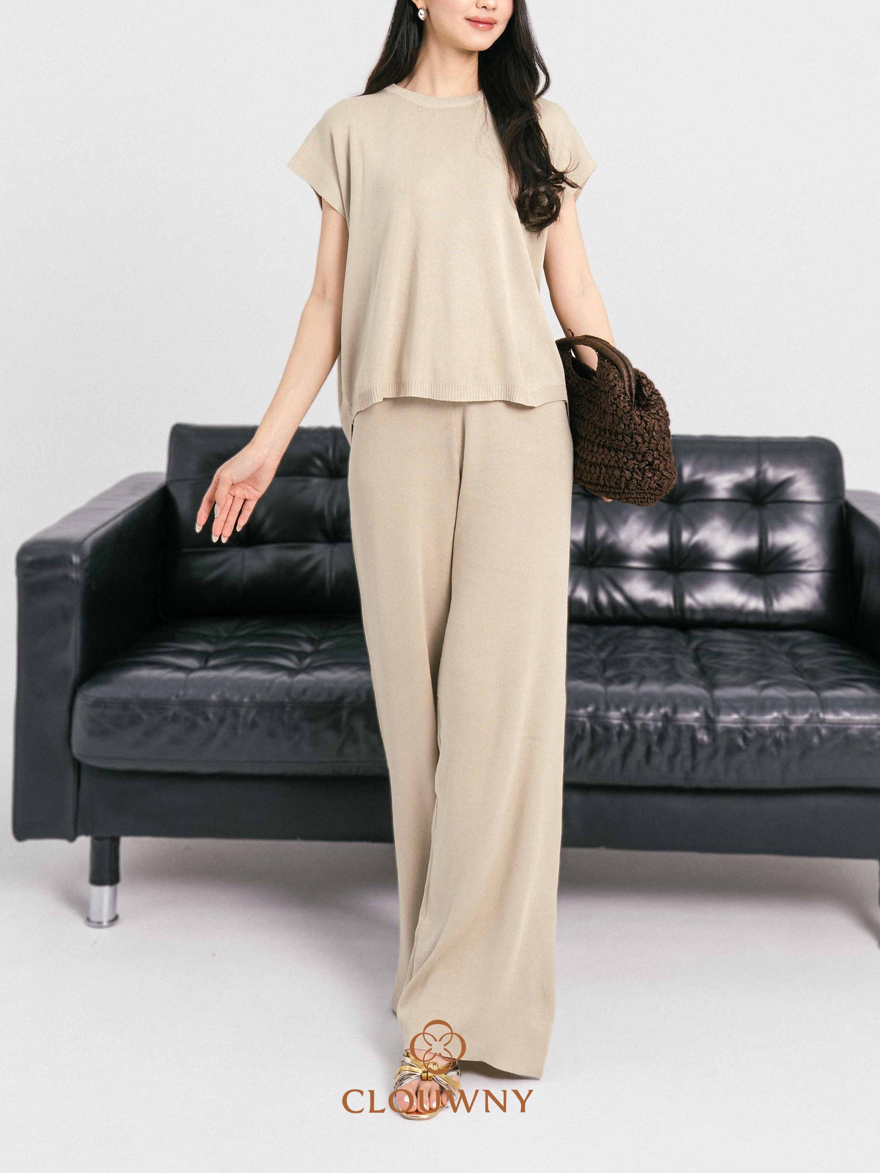 Goldie Round Knit Set - Khaki